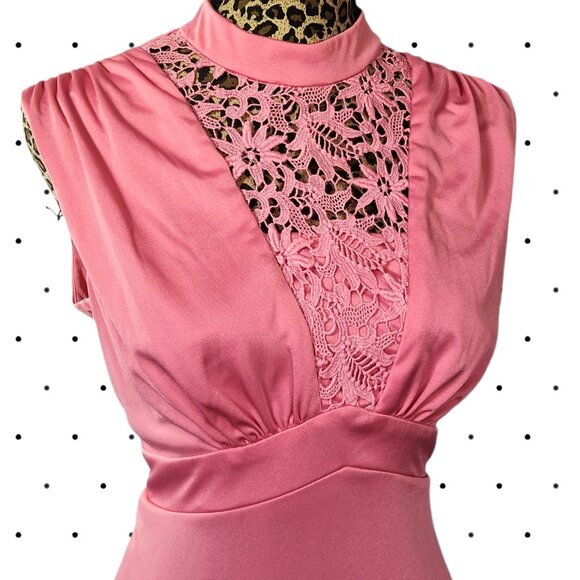 Vintage pink 2 piece Dress and matching shrug Aprox size L - Picture 3 of 8